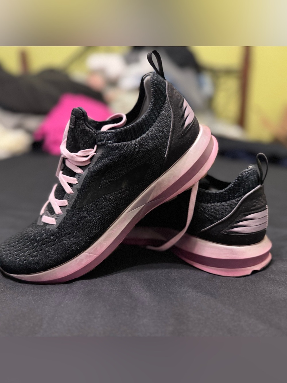 Brooks Women's Black and Pink Knit Running Shoes